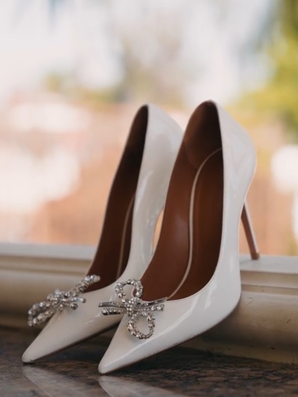 Amina muaddi Rosie heels in white